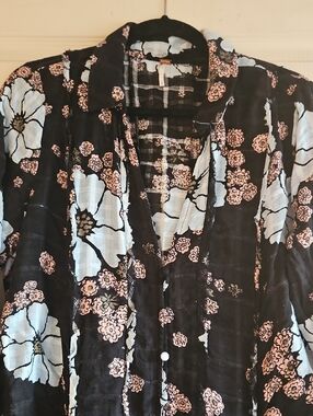 Boho Free People  Floral Slouchy Maxi Dress, Black size XL